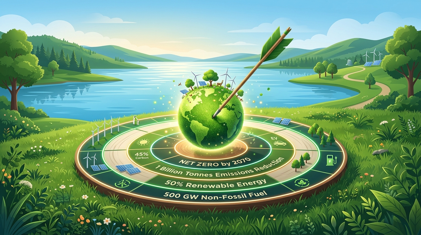 India's Panchamrit Goals Infographic: Path to Net Zero